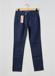 Pantalon slim tissage popeline taille normale bleu ZERRES femme