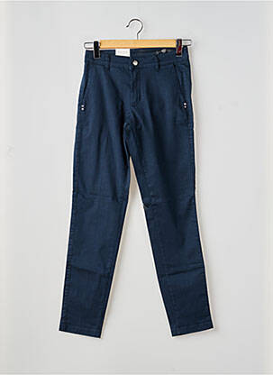Pantalon chino tissage popeline taille normale bleu PARA MI femme