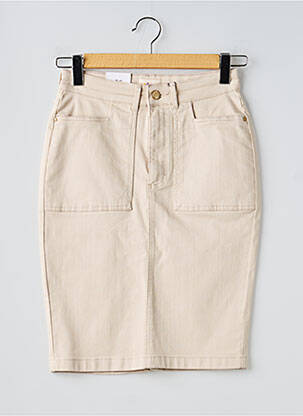 Jupe mi-longue coupe droite beige PARA MI femme