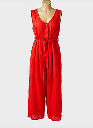 Combi-pantalon fermeture boutonnée sur le devant sans manche rouge AGATHE & LOUISE femme