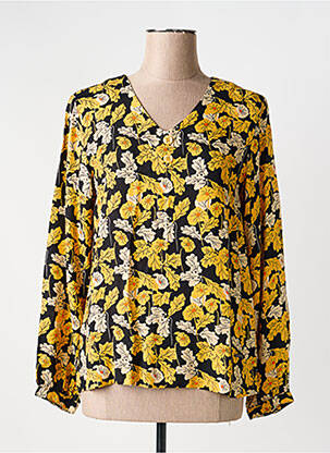 Blouse tissage popeline manches longues jaune AGATHE & LOUISE femme