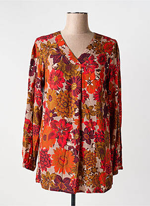 Blouse imprimé fleurs manches longues orange AGATHE & LOUISE femme