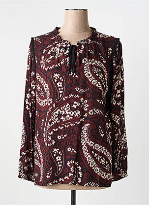Chemisier tissage popeline manches longues marron LA FEE MARABOUTEE femme