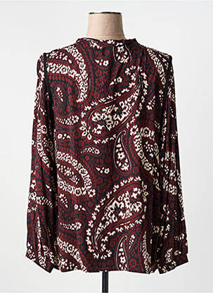 Chemisier tissage popeline manches longues marron LA FEE MARABOUTEE femme