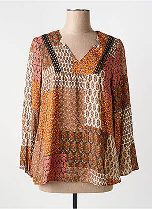 Blouse imprimé fleurs manches longues orange MERI & ESCA femme