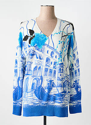 Pull coupe cintrée manches longues bleu MD'M femme
