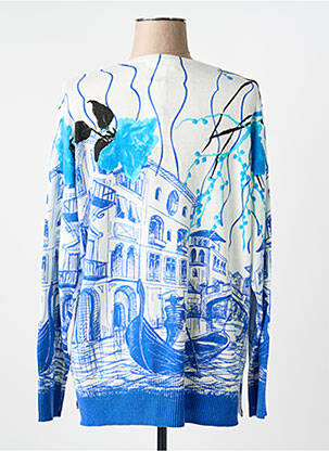 Pull coupe cintrée manches longues bleu MD'M femme