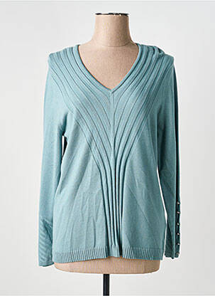 Pull coupe cintrée manches longues vert MARBLE femme