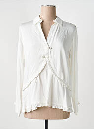 Chemisier coupe cintrée manches longues blanc POUPEE CHIC femme