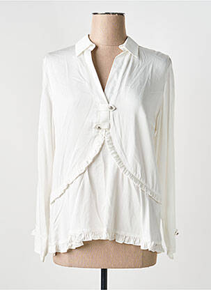 Chemisier coupe cintrée manches longues blanc POUPEE CHIC femme