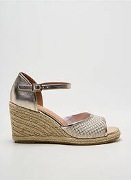 Espadrilles tissage satiné talon de 7 à 9cm or EMILIE KARSTON femme