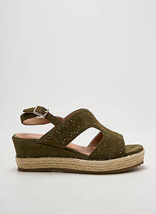 Espadrilles tissage satiné talon de 4 à 6cm vert EMILIE KARSTON femme