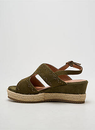 Espadrilles tissage satiné talon de 4 à 6cm vert EMILIE KARSTON femme