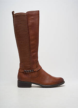 Bottes tissage satiné talon plat jusqu'à 3cm marron TAMARIS femme
