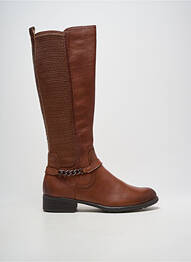 Bottes tissage satiné talon plat jusqu'à 3cm marron TAMARIS femme