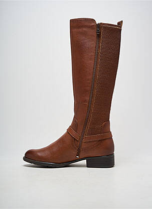 Bottes tissage satiné talon plat jusqu'à 3cm marron TAMARIS femme