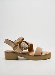 Sandales/nu pieds tissage satiné talon de 4 à 6cm beige EMILIE KARSTON femme