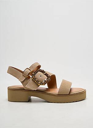 Sandales/nu pieds tissage satiné talon de 4 à 6cm beige EMILIE KARSTON femme