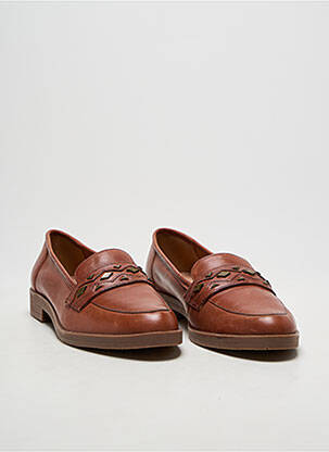 Mocassins tissage satiné talon plat jusqu'à 3cm marron EMILIE KARSTON femme