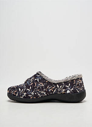 Chaussons/pantoufles tissage satiné talon plat jusqu'à 3cm noir FARGEOT femme