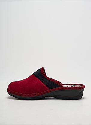 Chaussons/pantoufles bout rond talon de 4 à 6cm rouge FARGEOT femme