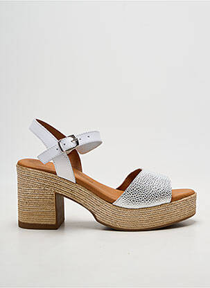 Sandales/nu pieds semi compensé talon de 7 à 9cm argent EVA FRUTOS femme