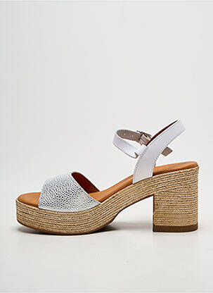 Sandales/nu pieds semi compensé talon de 7 à 9cm argent EVA FRUTOS femme
