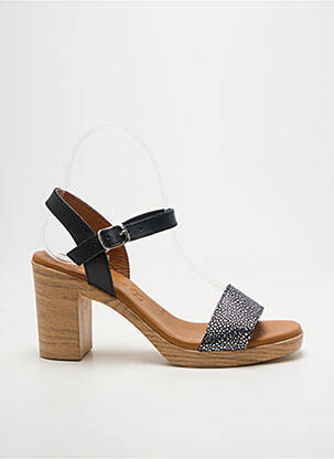 Sandales/nu pieds tissage satiné talon de 7 à 9cm noir EVA FRUTOS femme