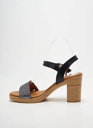Sandales/nu pieds tissage satiné talon de 7 à 9cm noir EVA FRUTOS femme