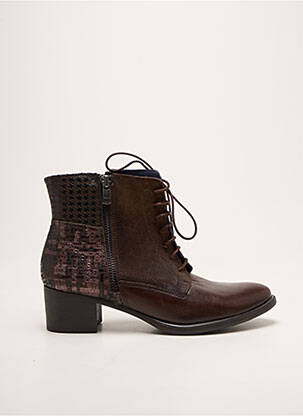 Bottines/boots tissage satiné talon de 4 à 6cm marron DORKING femme
