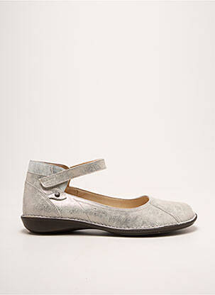 Ballerines fermeture scratch talon plat jusqu'à 3cm argent DORKING femme