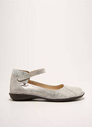 Ballerines fermeture scratch talon plat jusqu'à 3cm argent DORKING femme
