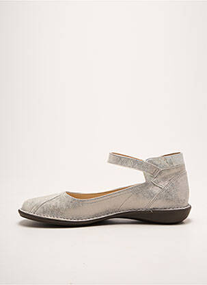 Ballerines fermeture scratch talon plat jusqu'à 3cm argent DORKING femme