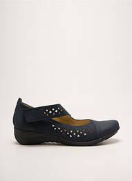 Ballerines fermeture scratch talon de 4 à 6cm bleu GEO-REINO femme