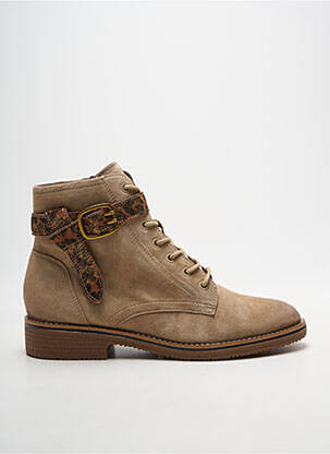 Bottines/boots tissage satiné talon plat jusqu'à 3cm beige FUGITIVE BY FRANCESCO ROSSI femme