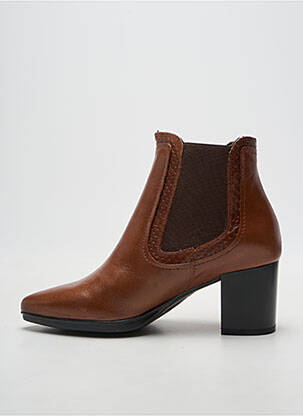 Bottines/boots tissage satiné talon de 7 à 9cm marron KARSTON femme