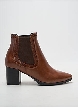 Bottines/boots tissage satiné talon de 7 à 9cm marron KARSTON femme