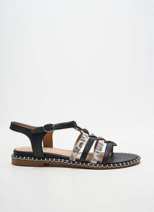 Sandales/nu pieds chiquet talon plat jusqu'à 3cm noir EMILIE KARSTON femme