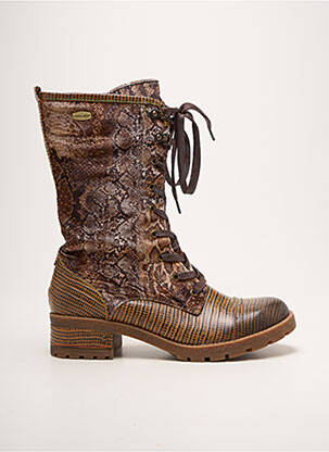 Bottes tissage satiné talon de 4 à 6cm marron LAURA VITA femme