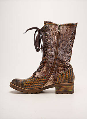 Bottes tissage satiné talon de 4 à 6cm marron LAURA VITA femme