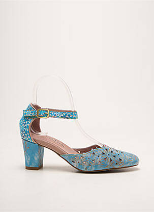 Escarpins tissage satiné talon de 4 à 6cm bleu LAURA VITA femme