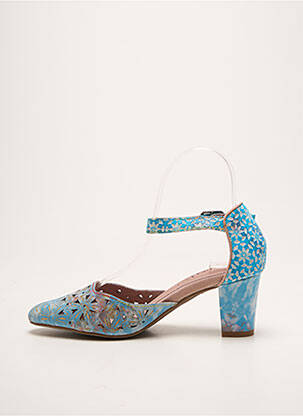 Escarpins tissage satiné talon de 4 à 6cm bleu LAURA VITA femme