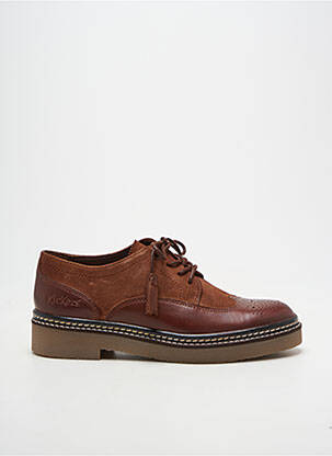 Derbies tissage satiné talon plat jusqu'à 3cm marron KICKERS femme
