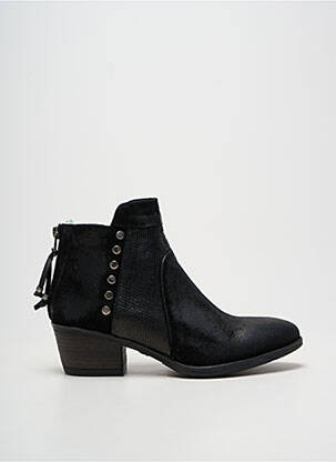 Bottines/boots tissage satiné talon de 4 à 6cm noir BASTIANI femme