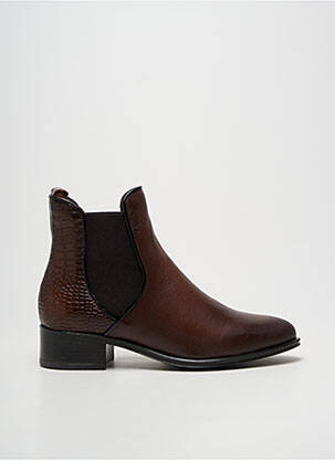 Bottines/boots tissage satiné talon plat jusqu'à 3cm marron COCO ET ABRICOT femme