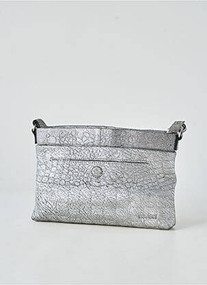 Sac cuir grainé forme rectangulaire argent LEA.TONI femme