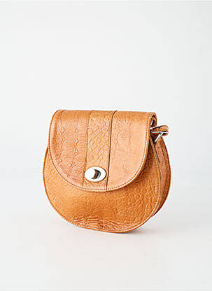 Sac cuir grainé forme rectangulaire marron LEA.TONI femme