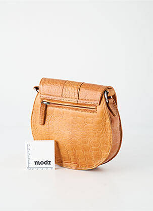 Sac cuir grainé forme rectangulaire marron LEA.TONI femme