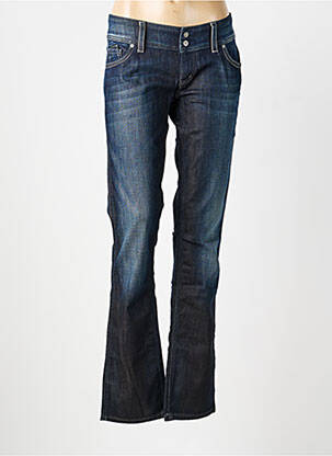 Jeans coupe slim effet usé délavé taille basse bleu FREESOUL femme