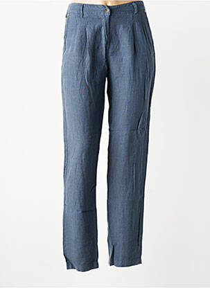 Pantalon droit tissage crêpe taille haute bleu PAKO LITTO femme